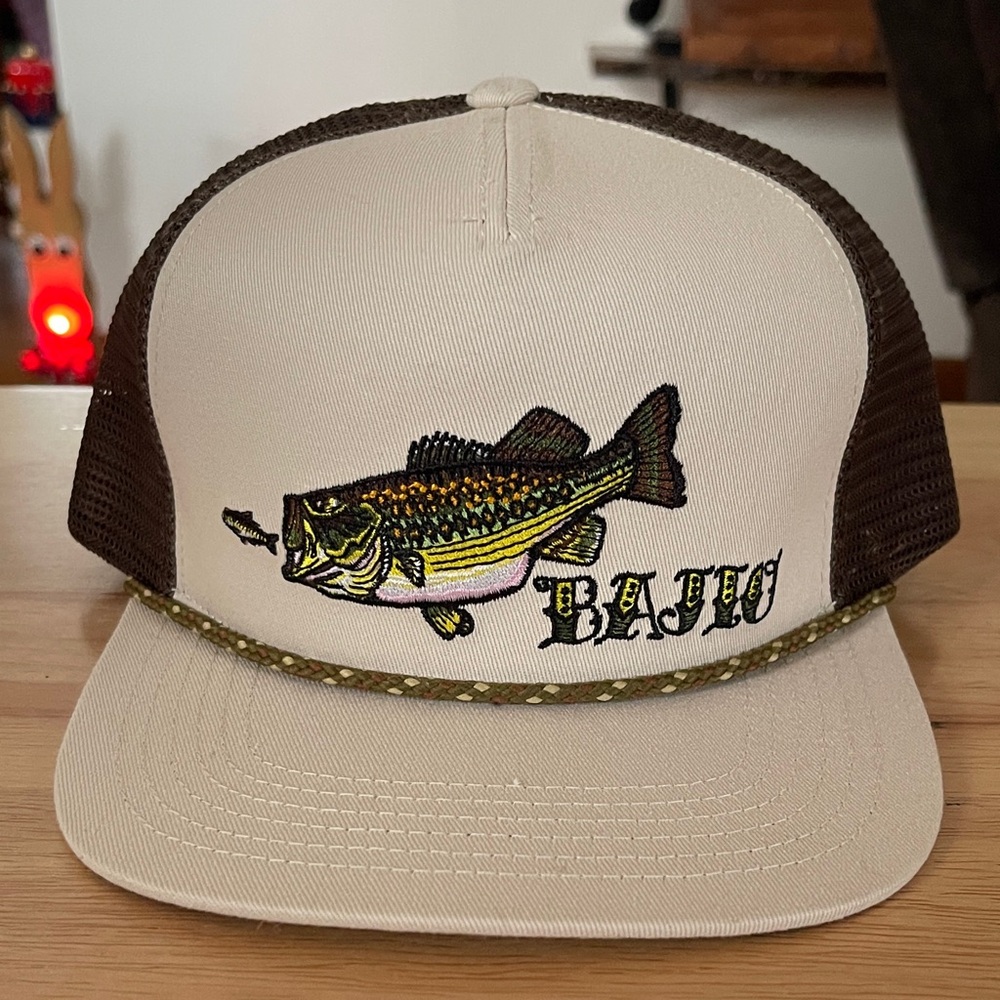Bajio Beige and Brown Bass Embroidered Hat